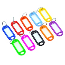 Plastik İsim Yazılabilen Karışık Renk 10 Adet Anahtarlık 5.5x2cm