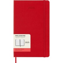 Günlük Planlayıcı, 12 Aylık Günlük Planlayıcı 2025, Sabit Kapak Ve Elastik Kilit, Renk Kızıl Kırmızı, Büyük Format 13 X 21 Cm Çok Renkli