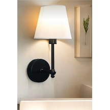 Modern Kablosuz Duvar Aplik Lampe Pilli Aplik Mat Siyah Pil İle Çalışır Krem Abajur Siyah