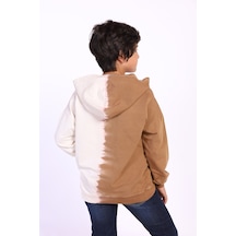 Toontoy Kids Toontoy Erkek Çocuk Kapüşonlu Baskılı İki Renkli Sweatshirt Kahverengi