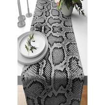 Silver Krokodil Desenli Premium Masa Örtüsü Runner Rnr068n11