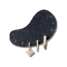 Üçlü Kare Ve Üçgen Taşlı Sallantılı Klipsli Çelik Küpe Sarı