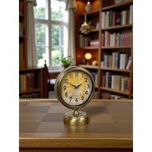 Antique Touch 25x20 Eskitme Metal Masa Saati Kırmızı - Kahverengi