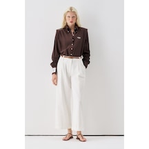 Sagaza Studio Ss6153 Kemerli Cep Detaylı Bol Pantolon Ekru