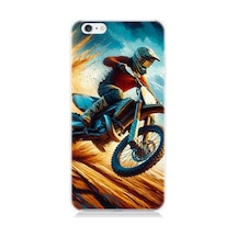 Apple Uyumlu iPhone 6 Plus Alevler Arasında Motosiklet Sıçrayışı Desenli Silikon Kılıf Çok Renkli