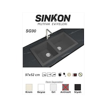 Sinkon Antrasit Granit Eviye 97 x 52 / Çift Gözlü - Sg90 - Sinkon