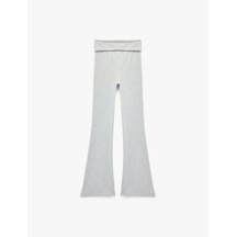 Koton Yüksek Bel Katlamalı Slim Fit Pijama Altı Gri Melanj 7wlk40242mk
