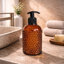 Design Yıldız Cam Sıvı Sabunluk - Amber Çok Renkli