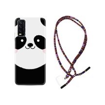 Vivo Y20 Kılıf Rasta Boyun Askılı Sevimli Panda 1794 Siyah