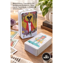 10 Adet Modern Witch Tarot Kartı Metal Kutulu, Taşınabilir Fal Ve Kehanet Kullanımı, Tarot Cards Tarot Deck, 11 X 6,5 Cm