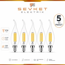 6w E14 Şeffaf Günışığı Kıvrık Mum Rustik Led Ampul 5 Adet