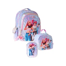 Üçlü İlkokul Okul Çanta Seti - Mavi - Pembe - Cool Desenli - Kız Çocuk - Setwg-w6039a Çok Renkli