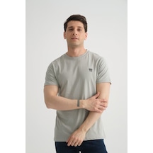 Shooter Sportwear Shooter Erkek Pamuklu Esnek T-shirt Standart Kalıp Minimal Logolu Gri