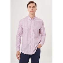 Bisse Erkek Regular Fit Çizgili Spor Gömlek Kırmızı Gm23y231030 D24 Kırmızı