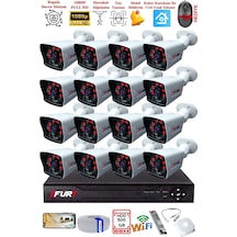 Fury 16 Kameralı 2mp Full Hd Görüntü 6 Atom Led Gece Görüşlü Dış Mekan Güvenlik Kamerası Seti 500gb