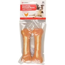 Flamingo Rawhide Pressed Bones Tavuk Eti Kaplı Kemik Köpek Ödülü 2'li 15 CM