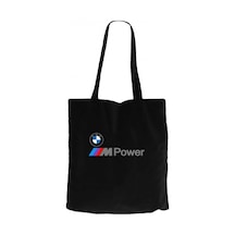 BMW Logo M Power Yazı Siyah Kanvas Bez Çanta Siyah