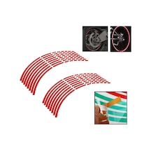 Reedark 16 Adet Kırmızı Pet Jant Sticker - 16-18 İnç Jantlar İçin Yalıtkan, Su Geçirmez, Dayanıklı Yansıtıcı Şerit