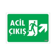 SÖNSAN UYARI LEVHALARI "ACİL ÇIKIŞ - SAĞ YUKARI" PVC 17,5*25