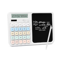 Lcd Ekran Yazı Tahtalı Hesap Makinesi 12 Haneli Tabletli Hesap Makinesi Beyaz Genel