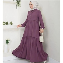 Lovie Moda Kadın Gömlek Yaka Elbise Mor