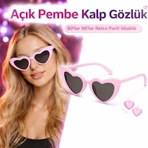 Pembe Retro Kalp Gözlük 80 Ler 90 Lar Stil Parti Gözlüğü Çok Renkli