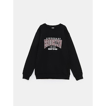 LC Waikiki Lcw Kids Siyah Bisiklet Yaka Erkek Çocuk Sweatshirt New Blakız Çocuk