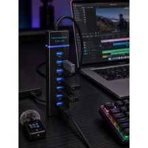 7 Girişli Usb 3.0 Hub 5gbps Led Göstergeli Usb Çoğaltıcı - Lisinya