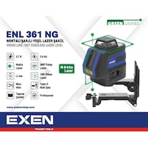 Exen Enl 361 Ng - 1x360 3.7v 2.6ah Noktalı Şarjlı Yeşil Lazer Şakül Set