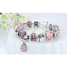 Collectios Charm Bileklik Pembe Charmlı, Ahşap Kutu Içerisinde Pembe Pembe