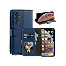 Samsung Galaxy A56 İle Uyumlu A37/a36/a56 Kılıf 360 Tam Kaplar Deri Dokulu Kapaklı Cüzdan Standlı Kartvizitli - Lacivert Çok Renkli
