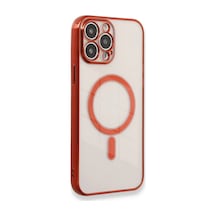 Newface - 15 - İphone 13 Pro Max Kılıf Magneticsafe Lazer Silikon - Matxzngz - - Kırmızı