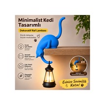 Modern & Şık - Minimalist Kedi Tasarımlı Dekoratif Raf Lambası Gece Lambası Açık 95794973