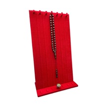 Yerli Üretim Keten Kumaş Kırmızı Renk 45/25 Cm Ayaklı Tırnaklı Tesbih Yüzük Kombin Sergileme Standı Çok Renkli
