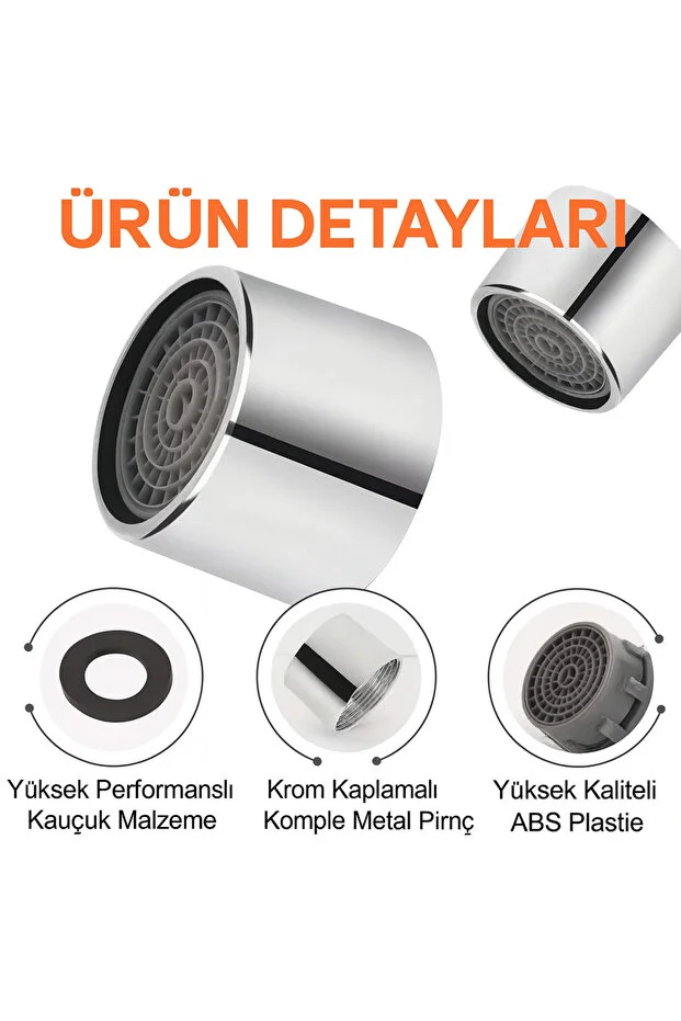Musluk Perlatörü Su Tasarruflu Krom Pirinç Musluk Ucu Sıçratmaz 1 Adet