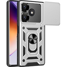 Newface Xiaomi Redmi 13 4g Kılıf Pars Lens Yüzüklü Silikon - Gümüş Gümüş