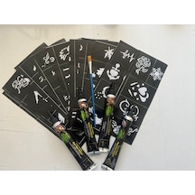 Airbrush Tattoo Hint Kınası Desenleri 12 Sayfa Birden 4 Tüp Siyah Kına Hediyeli Siyah