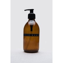 Buççin Online Mağaza 300ml Amber Kahverengi Cam Sıvı Sabunluk Retro Tasarım 3d Etiket Hand Soap Cam Kahverengi Çok Renkli