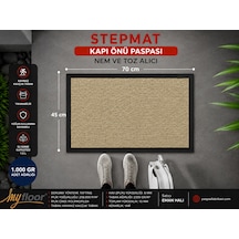 Nem Alıcı Toz Tutucu Çamur Sıyırıcı Pvc Taban Ve Pvc Bordürlü Velür Dokulu Bej Halılı Yapay Coco Kapı Önü Paspası