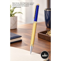 3 Adet Metal Roller Kalem Metal Gövde, Roller Ball Yazım, Lacivert Gövde Ve Gold Detaylı Tasarım, Kişiye Özelleştirilebilir, Pen Ballpoint 1
