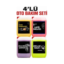 Oto Bakım Seti Cilalı Şampuan Lastik Parlatıcı Genel Temizleyici Jant Temizleyici 4'lü 5 Litrelik Set