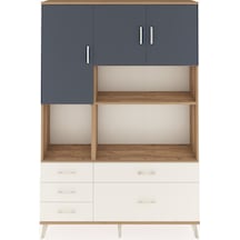 Arges Dolap 8 Raflı 5 Çekmeceli 3 Kapaklı 132x30x195 Çam-antr... Çam