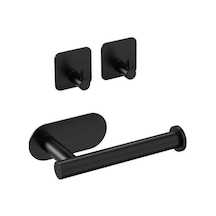 Ulzyvf Yapışkan Tuvalet Tutucu, Modern Siyah Kendi Kağıdı, Pratik Banyo Aksesuarı, Kolay Kurulum Siyah