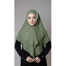 Hürrem Bone Fıstık Yeşili Pratik Hazır Geçmeli Tesettür Eşarp Pamuk Caz Kumaş Çift Katlı Düz Hijab 2303 36