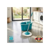 Turbo Dönüş Mekanizmalı Mop Takımı Paslanmaz Çelik Saplı, Mikrofiber Yedekli Pratik Temizlik Seti