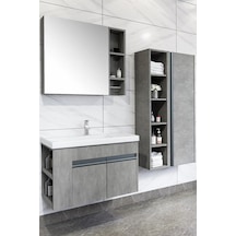 Roma 80 Cm Banyo Dolabı - Retro/Gümüş (Boy Dolabı Hariç)