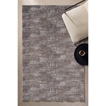 Villadia Home Textile Modern Desen Emboss Baskılı Dekoratif Kaymaz Taban Yıkanabilir Halı Yolluk Elit Şık Salon Oturma Odası Mutfak Koridor Antre Yatak Odası Halısı Yolluk Vdh4056kahve