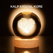 Romantik Kalpli Kristal Cam Küre Usb Li Işıklı Dekoratif Obje Çok Renkli