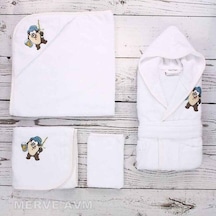 Özdilek Yenidoğan Erkek Bebek Bambu Bornoz Takımı Tazmanya Beyaz