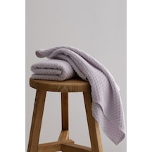 Ivory Lila Kabartma Dokulu Mikro Fiber %100 Pamuk 2li Banyo Havlu Lila